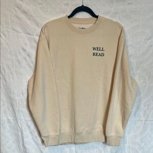Indigo Cream "Well Read" Crewneck Sweater, Size L